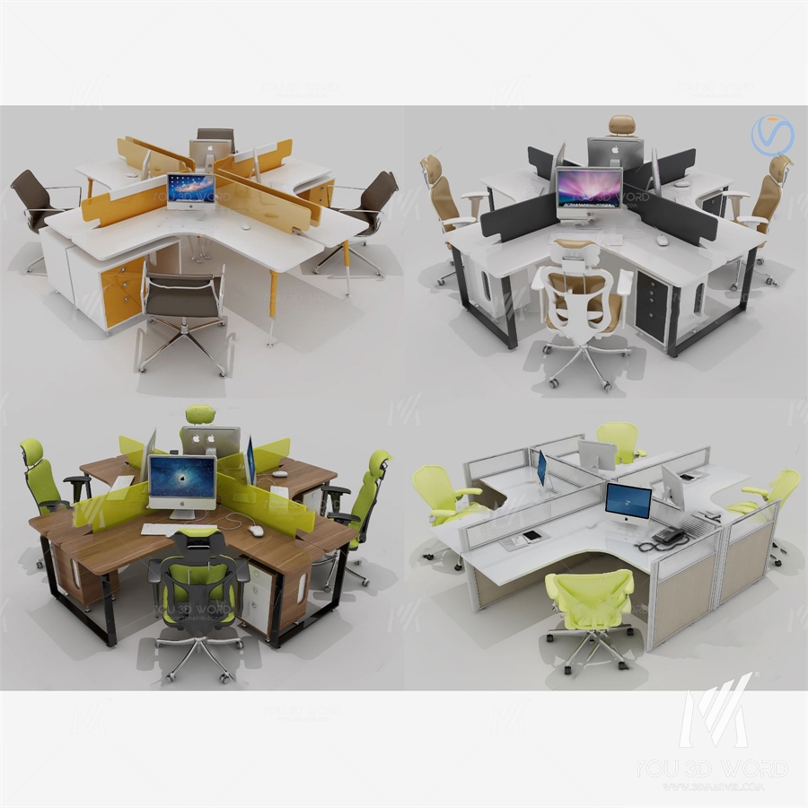 3d model of modern card position office desk and chair